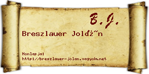 Breszlauer Jolán névjegykártya